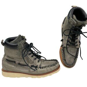 Sebago Shoreham Boots size 8 Taupe Westerly Moccasin Style Leather Ankle Utility